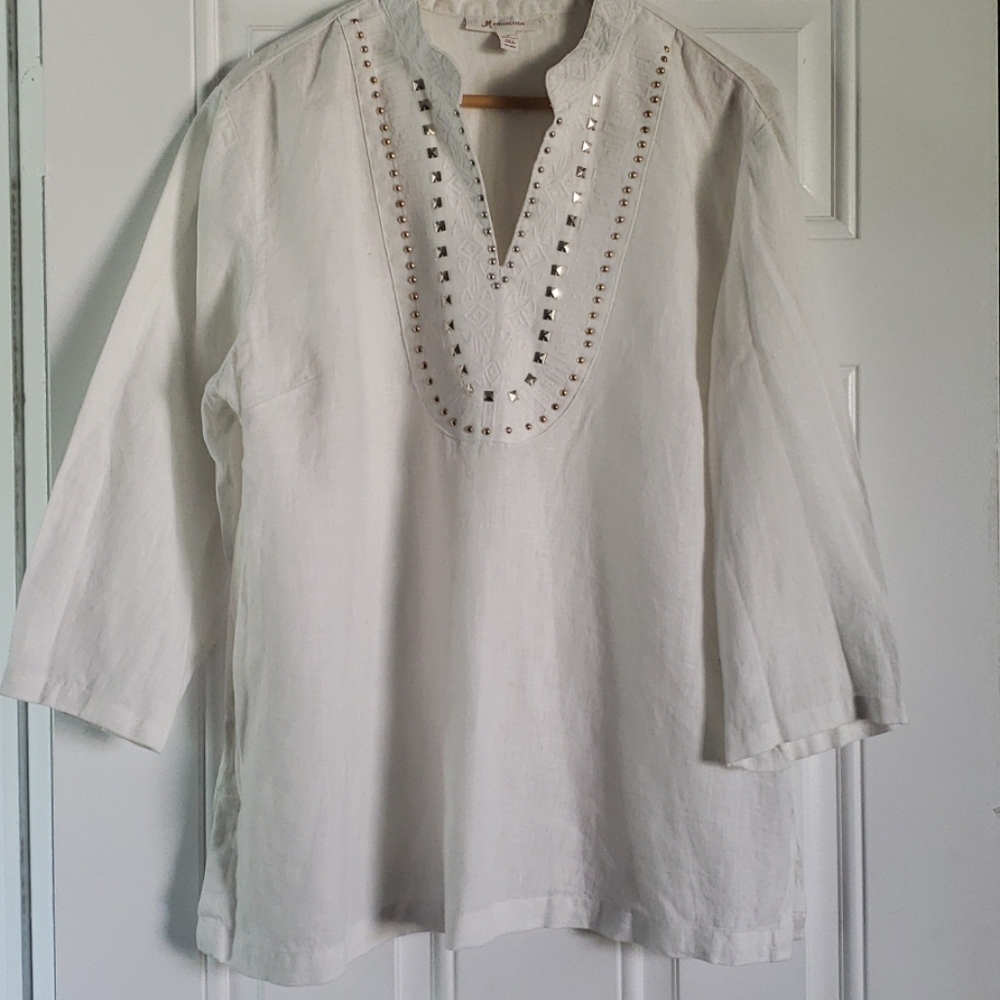 JM Collection Woman Top with slv/gold accents